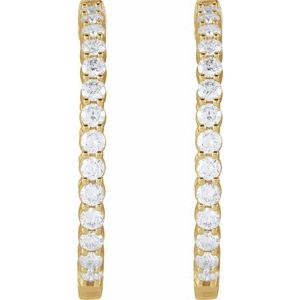 14K Yellow 4 CTW Natural Diamond Inside-Outside Hinged 36 mm Hoop Earrings Ethereal Legacy Boutiques