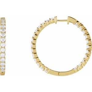14K Yellow 4 CTW Natural Diamond Inside-Outside Hinged 36 mm Hoop Earrings Ethereal Legacy Boutiques