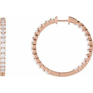 14K Rose 4 CTW Natural Diamond Inside-Outside Hinged 36 mm Hoop Earrings Ethereal Legacy Boutiques