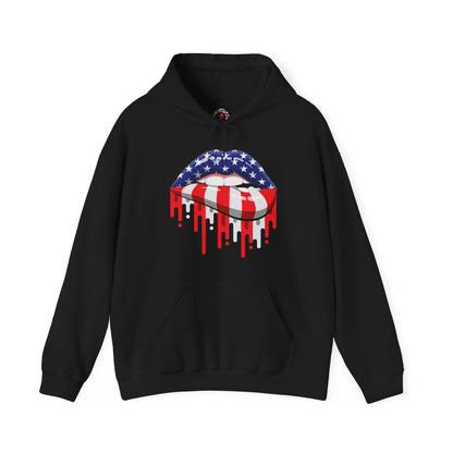 American Flag Lips Hooded Sweatshirt The Devil's Pickle