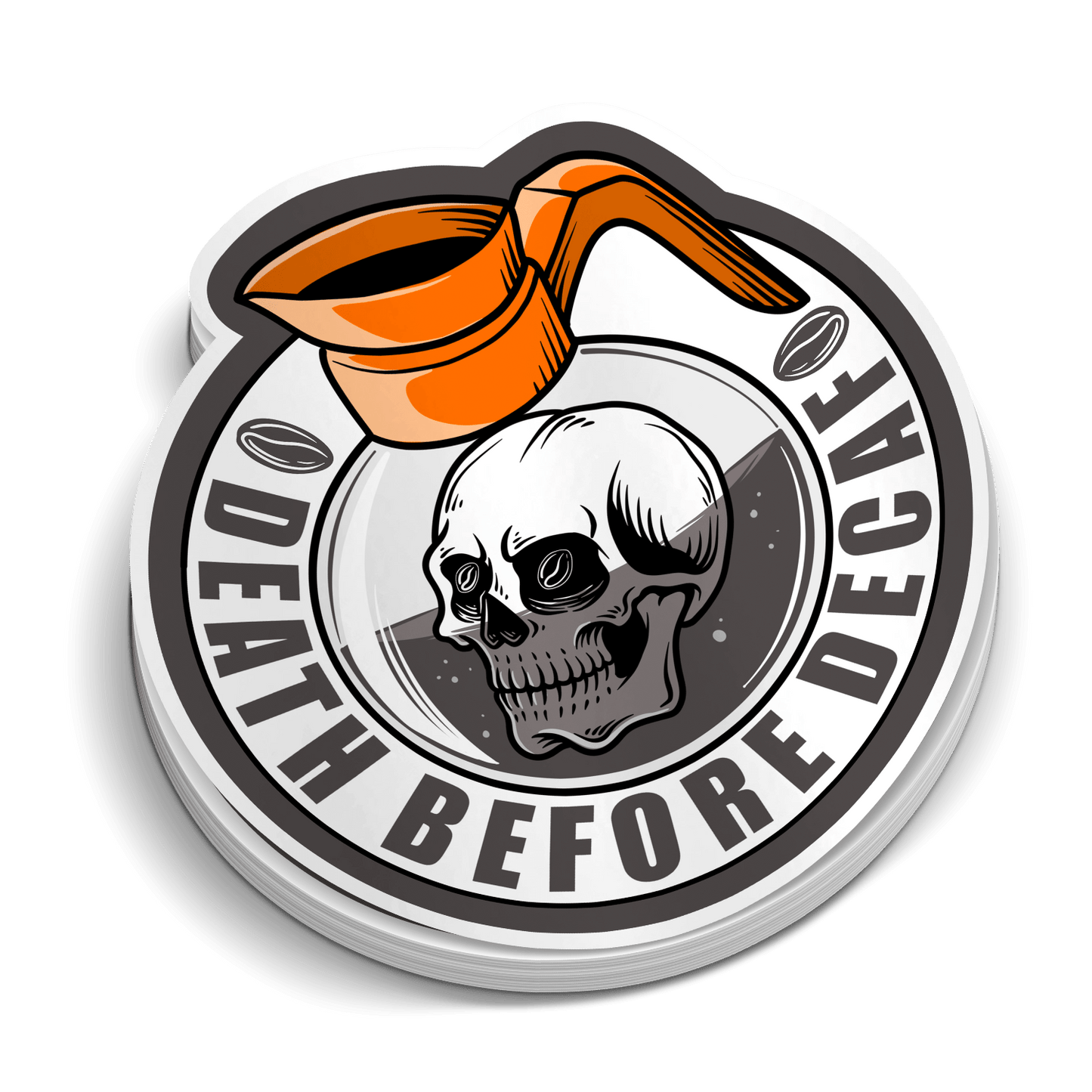 Death Before Decaf Hard Hat Sticker Armed American Supply