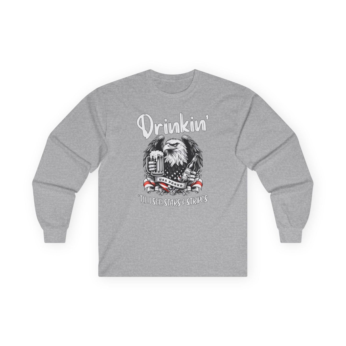 Drinkin' Til I See Stars & Stripes Long Sleeve Tee The Devil's Pickle