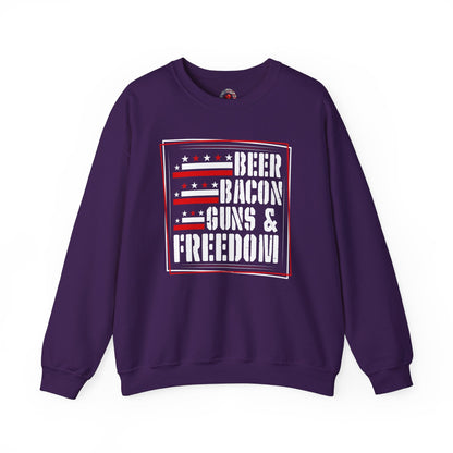 Beer Bacon Guns and Freedom Crewneck Sweatshirt The Devil's Pickle