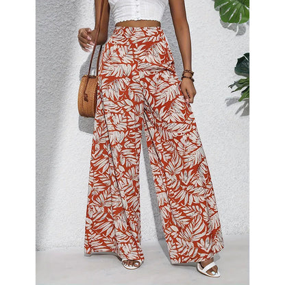 Women’s Printed High‑Waist Wide‑Leg Palazzo Pants FitiqueFit
