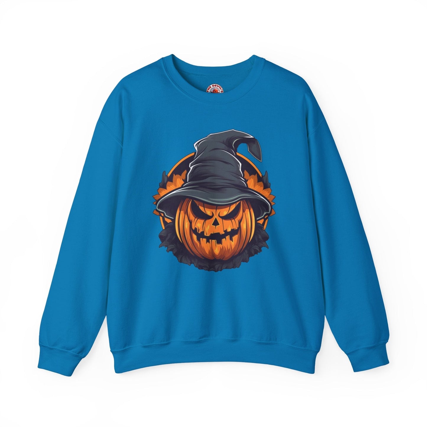 Scary Witch Pumpkin Halloween Crewneck Sweatshirt The Devil's Pickle