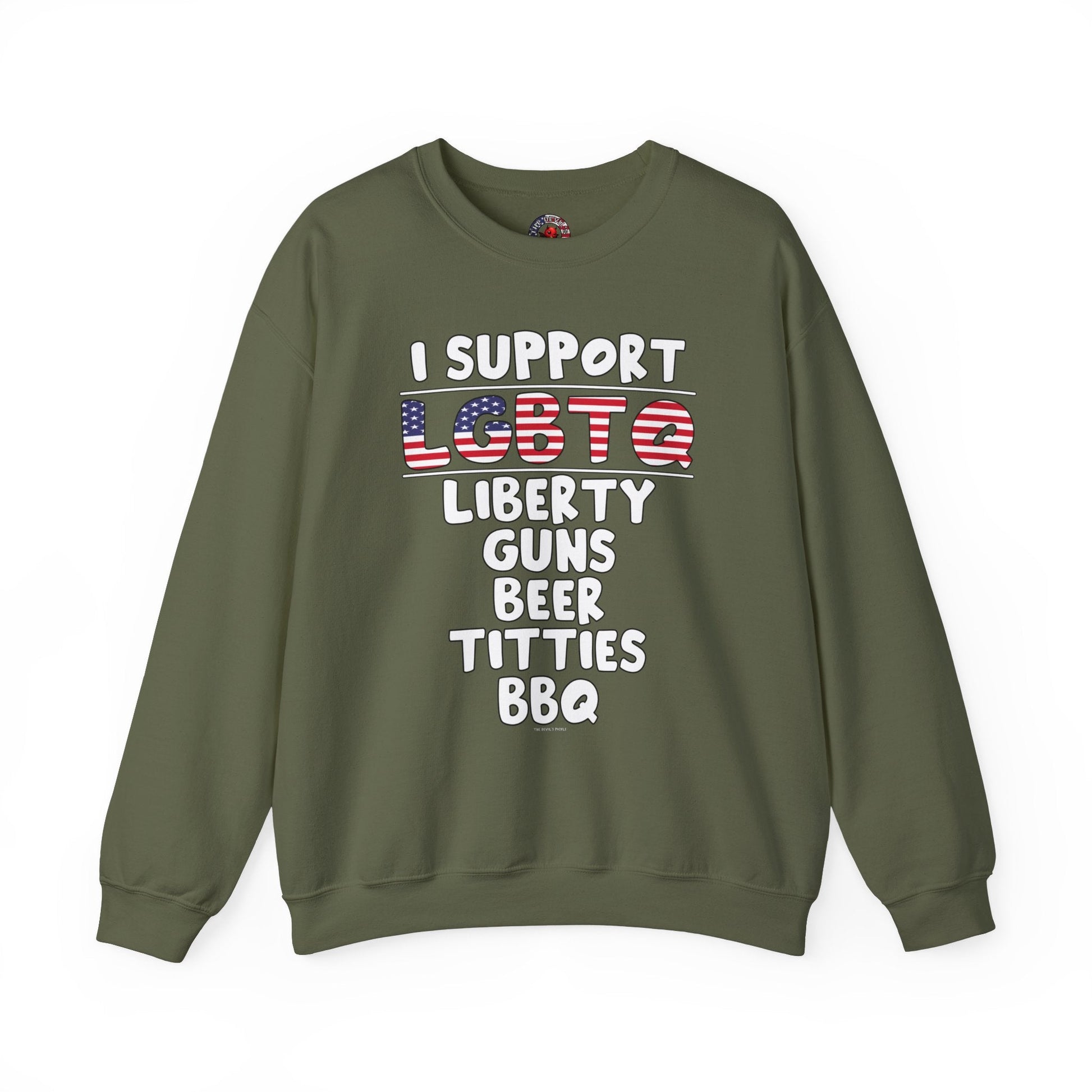 I Support LGBTQ Crewneck Sweatshirt The Devil's Pickle