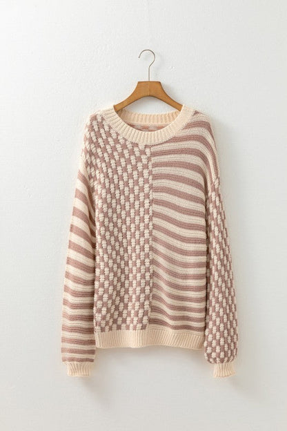 Stripe Checker Balloon Sleeve Sweater Shop Style & More | Fresh Looks, Everyday Deals & Free Shipping