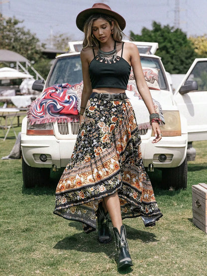 Plus Size Boho Floral Print High-Low Skirt See size chart under “more details” The Fashion Celestial