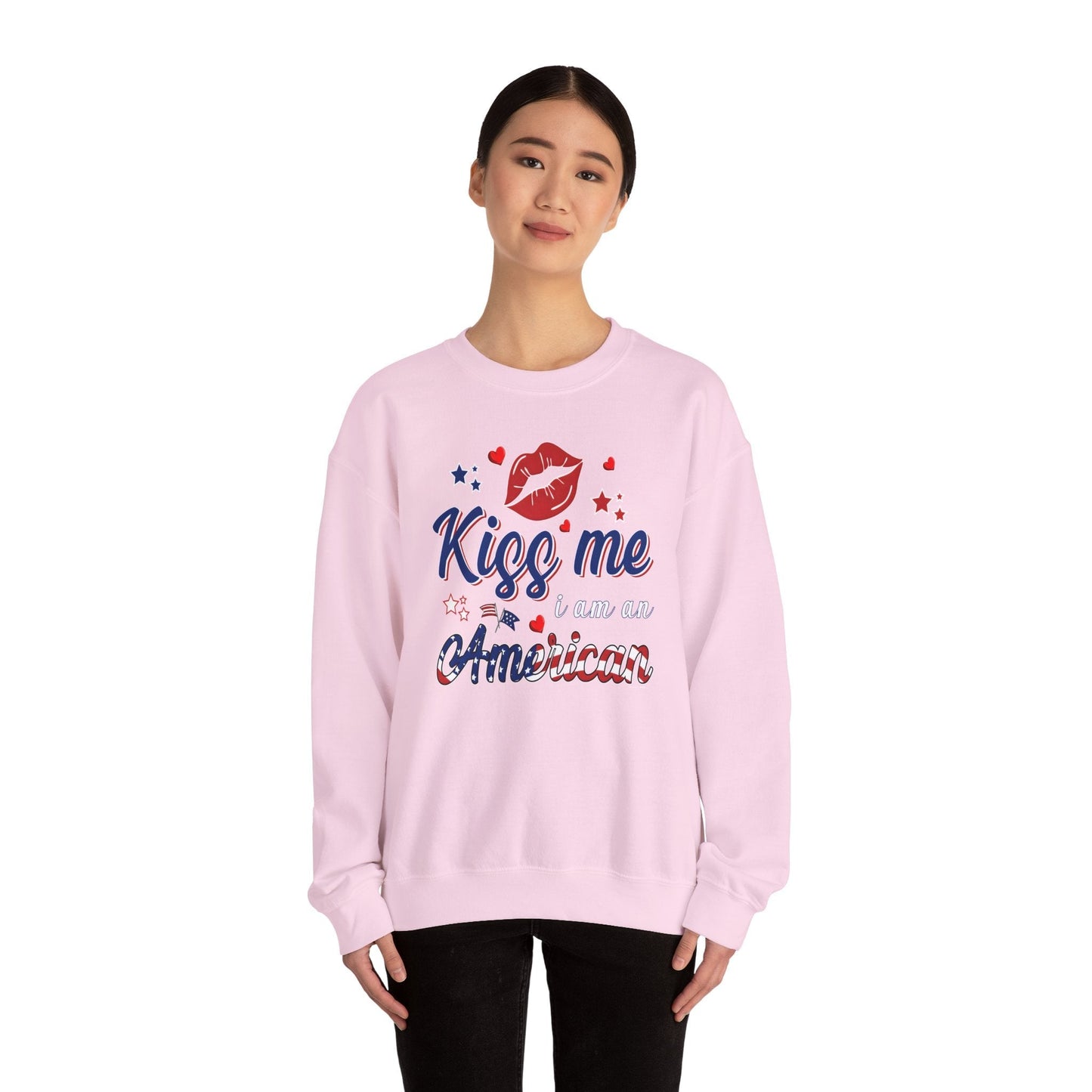 Kiss Me I Am An American Crewneck Sweatshirt The Devil's Pickle