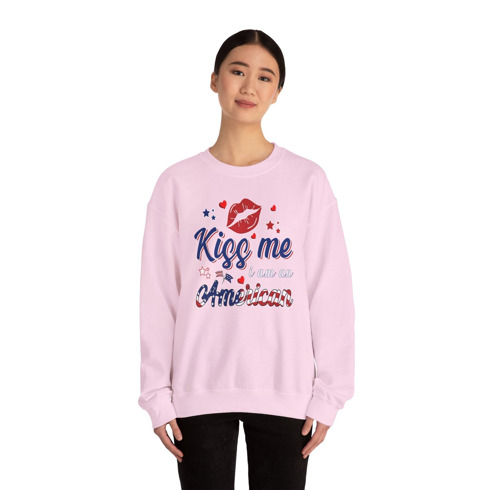 Kiss Me I Am An American Crewneck Sweatshirt The Devil's Pickle