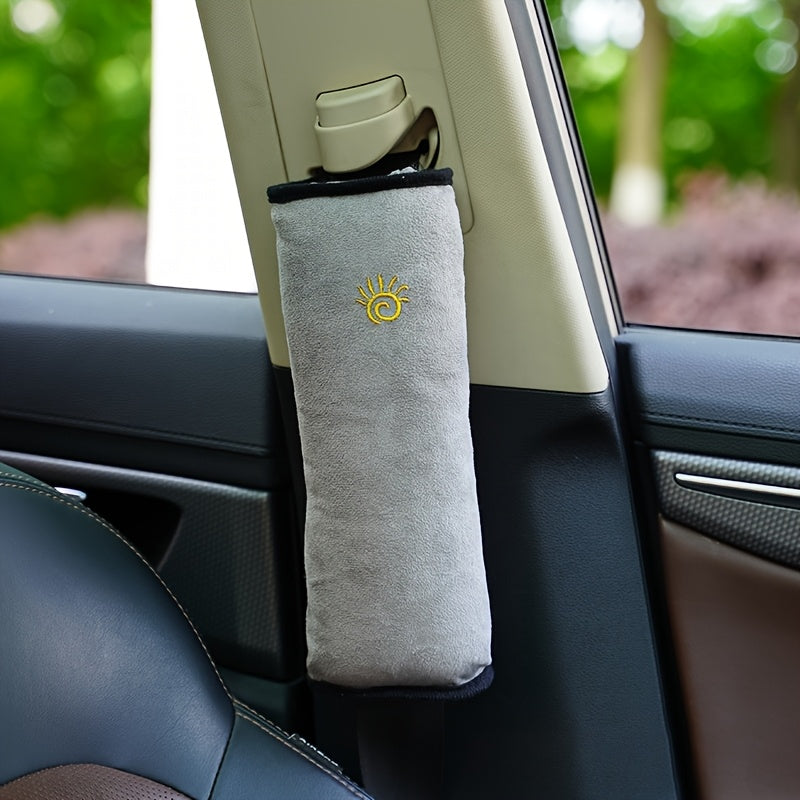 Soft Auto Seat Strap Headrest Neck Support - Car Seat Belt Pillow, Shoulder Pads, Safety Belt Protector Cushion, Comfortable Fabric Material for Enhanced Comfort and Safety, Car Comfort Accessory | Sun Design Pillow | Durable NovaCart