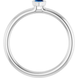 Sterling Silver Natural Blue Sapphire Stackable Ring