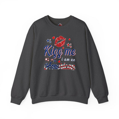Kiss Me I Am An American Crewneck Sweatshirt The Devil's Pickle