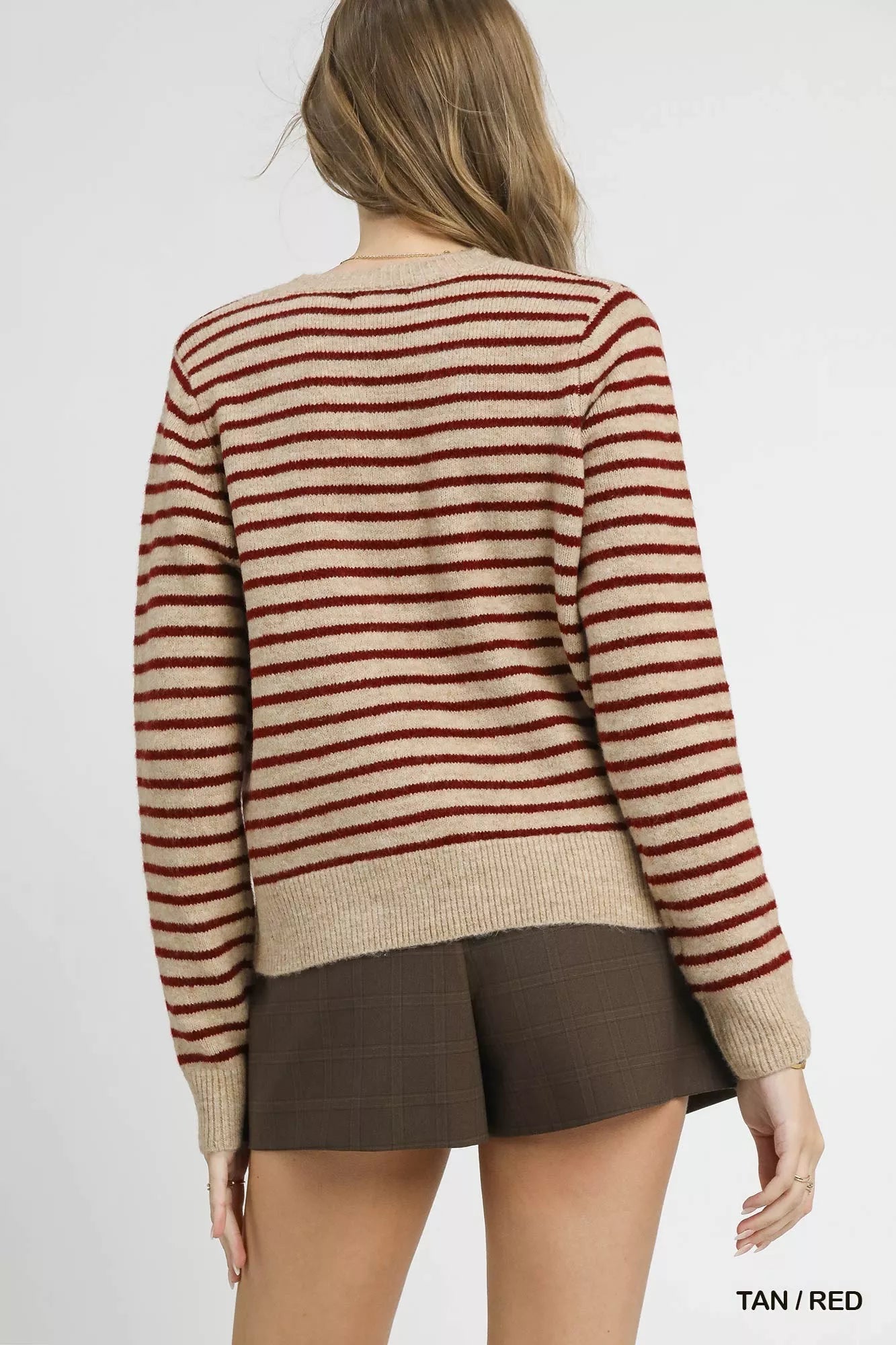 Umgee Striped Button-Up Knit Cardigan West2East Surf