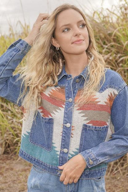Contrast denim western jacket See size chart under “more details” The Fashion Celestial