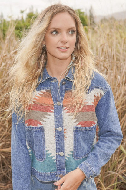 Contrast denim western jacket See size chart under “more details” The Fashion Celestial