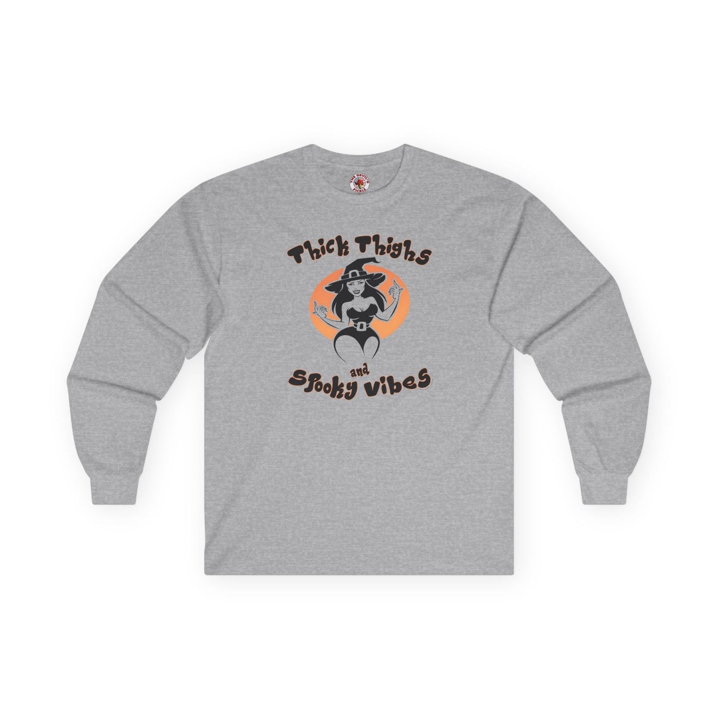Thick Thighs and Spooky Vibes Long Sleeve Tee The Devil's Pickle