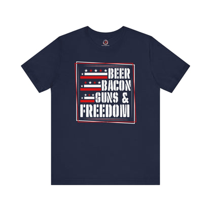 Beer Bacon Guns and Freedom T-Shirt The Devil's Pickle
