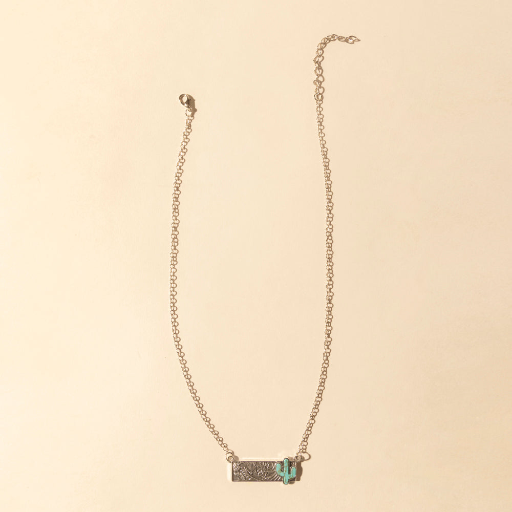 Myra Cowgirl cactus Charm Necklace for Women in Moonlit and Turquoise Myra USA
