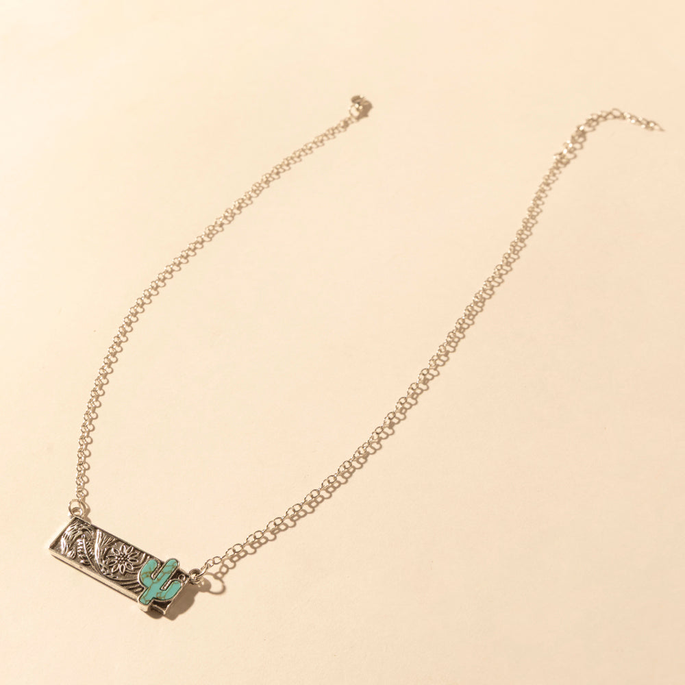 Myra Cowgirl cactus Charm Necklace for Women in Moonlit and Turquoise Myra USA