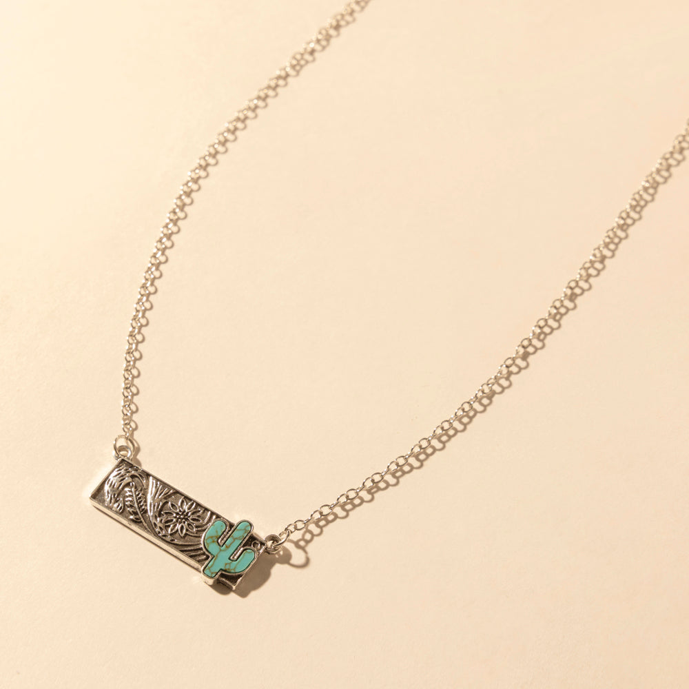 Myra Cowgirl cactus Charm Necklace for Women in Moonlit and Turquoise Myra USA