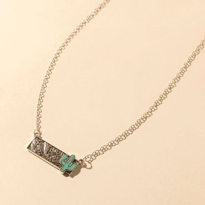 Myra Cowgirl cactus Charm Necklace for Women in Moonlit and Turquoise Myra USA
