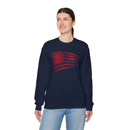 Red American Flag Crewneck Sweatshirt The Devil's Pickle