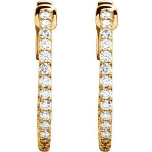 14K Yellow 1/2 CTW Natural Diamond Inside-Outside 19 mm Hinged Hoop Earrings Ethereal Legacy Boutiques