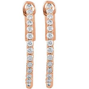 14K Rose 1/2 CTW Natural Diamond Inside-Outside 19 mm Hinged Hoop Earrings Ethereal Legacy Boutiques