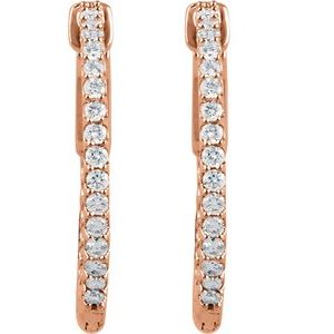 14K Rose 3/4 CTW Lab-Grown Diamond Inside-Outside 23 mm Hinged Hoop Earrings Ethereal Legacy Boutiques