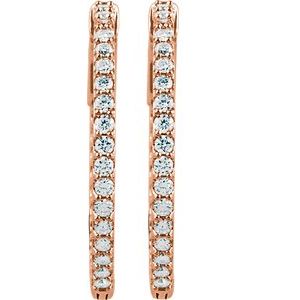 14K Rose 1 CTW Lab-Grown Diamond Inside-Outside 26.5 mm Hinged Hoop Earrings Ethereal Legacy Boutiques