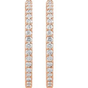 14K Rose 3 CTW Natural Diamond Inside-Outside 34.5 mm Hinged Hoop Earrings Ethereal Legacy Boutiques
