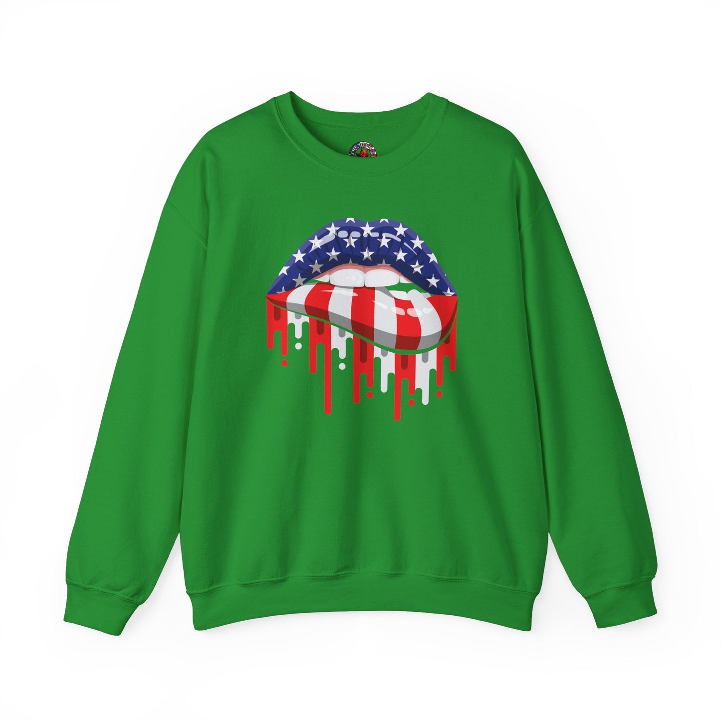 American Flag Lips Crewneck Sweatshirt The Devil's Pickle