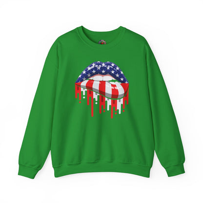 American Flag Lips Crewneck Sweatshirt The Devil's Pickle