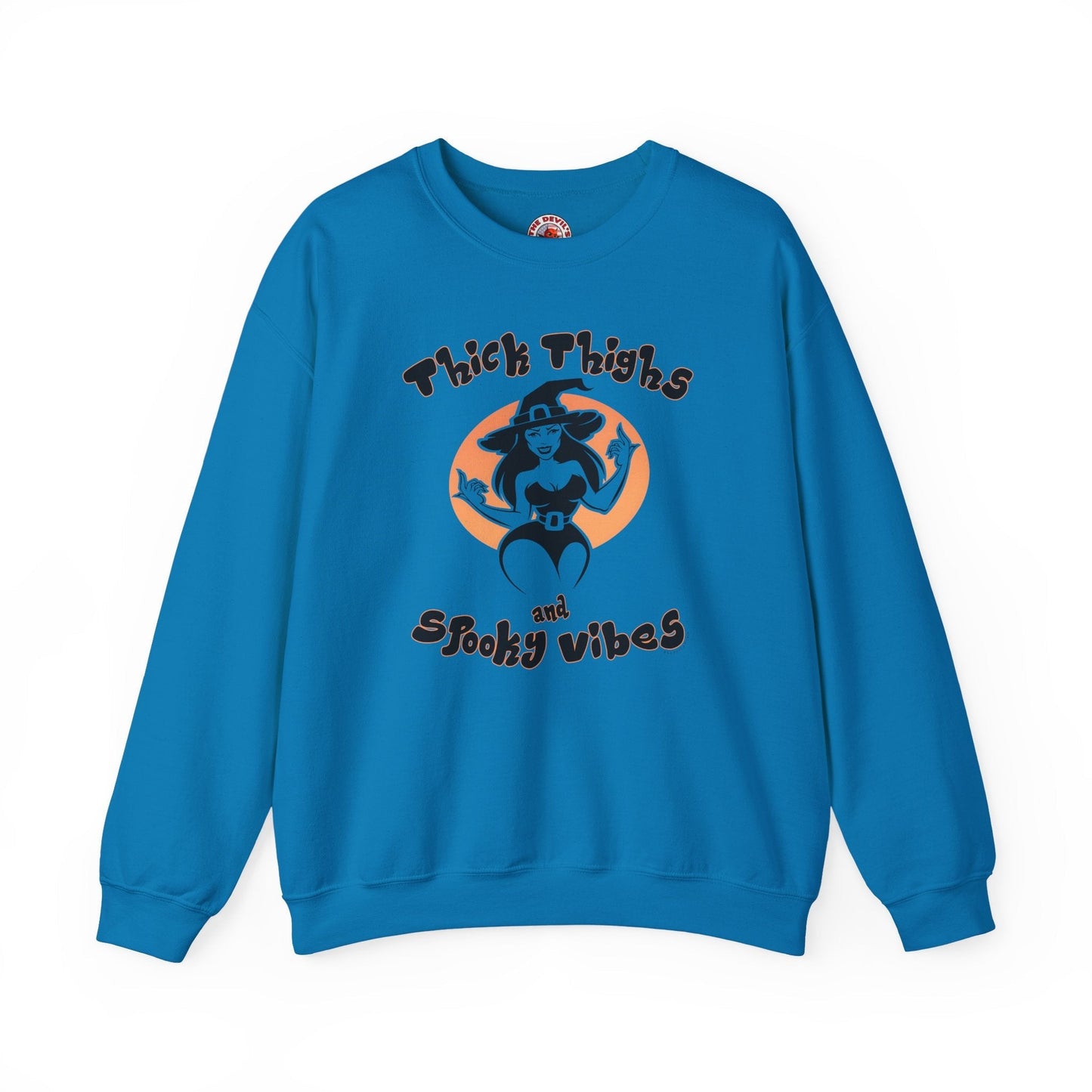 Thick Thighs and Spooky Vibes Crewneck Sweatshirt The Devil's Pickle