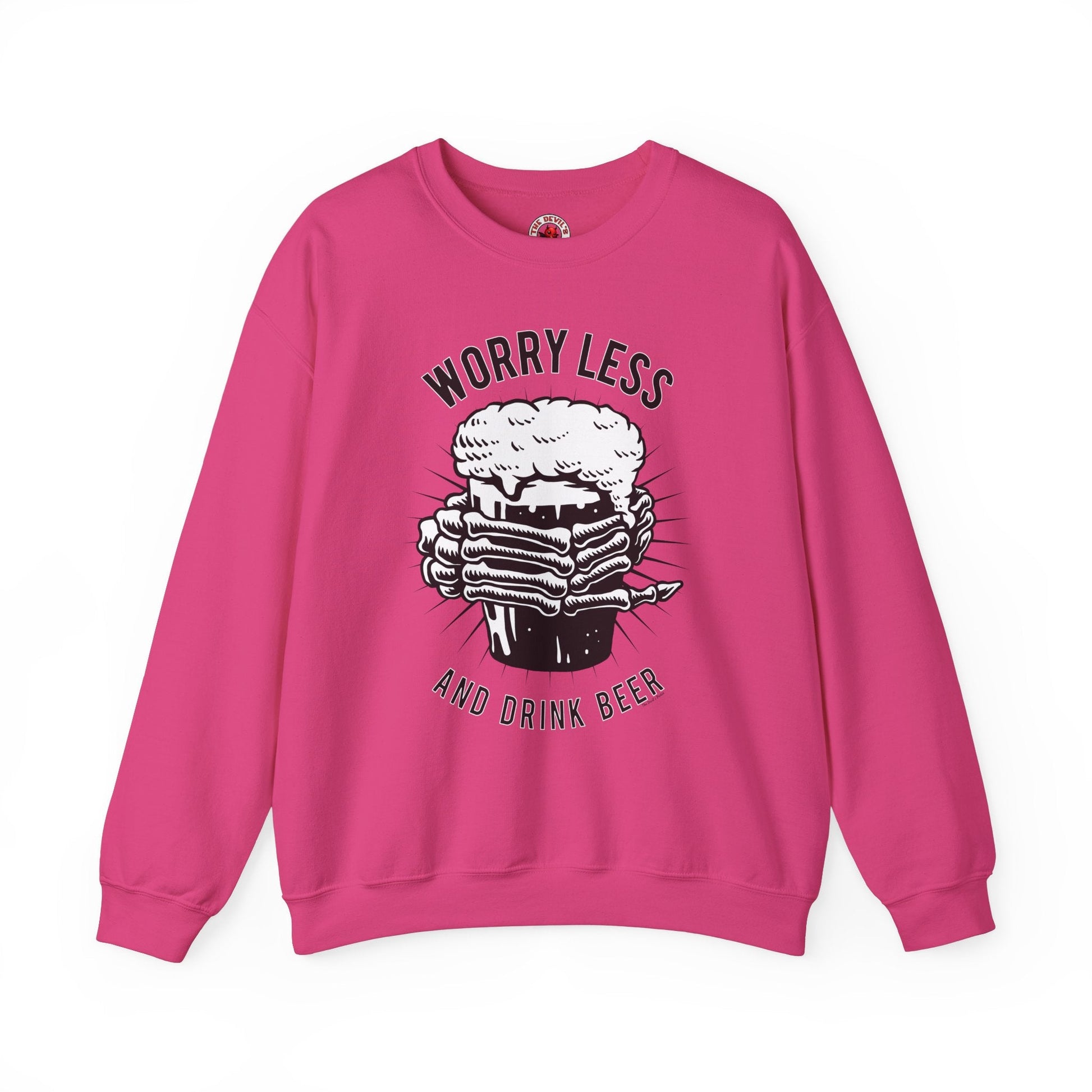 Worry Less and Drink Beer Crewneck Sweatshirt The Devil's Pickle