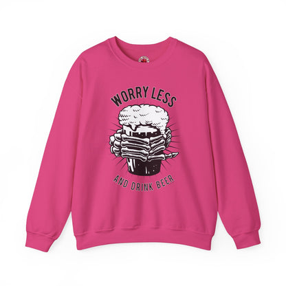 Worry Less and Drink Beer Crewneck Sweatshirt The Devil's Pickle