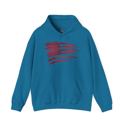 Red American Flag Hooded Sweatshirt The Devil's Pickle