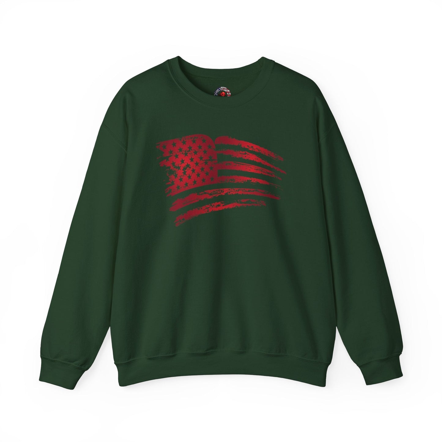 Red American Flag Crewneck Sweatshirt The Devil's Pickle