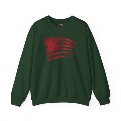 Red American Flag Crewneck Sweatshirt The Devil's Pickle