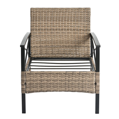 Patio Furniture, Outdoor Furniture, Seasonal PE Wicker Furniture, Four Set Wicker Furniture With Black Metal Table V.I.P Digital Presence