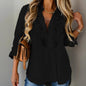 Women’s Contrast Lace Long-Sleeve Button‑Down Blouse FitiqueFit
