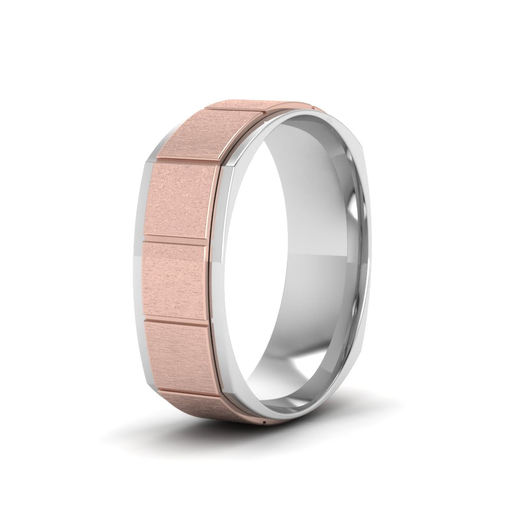 2 Tone Gold Texture Square Band Ring Fascinating Diamonds