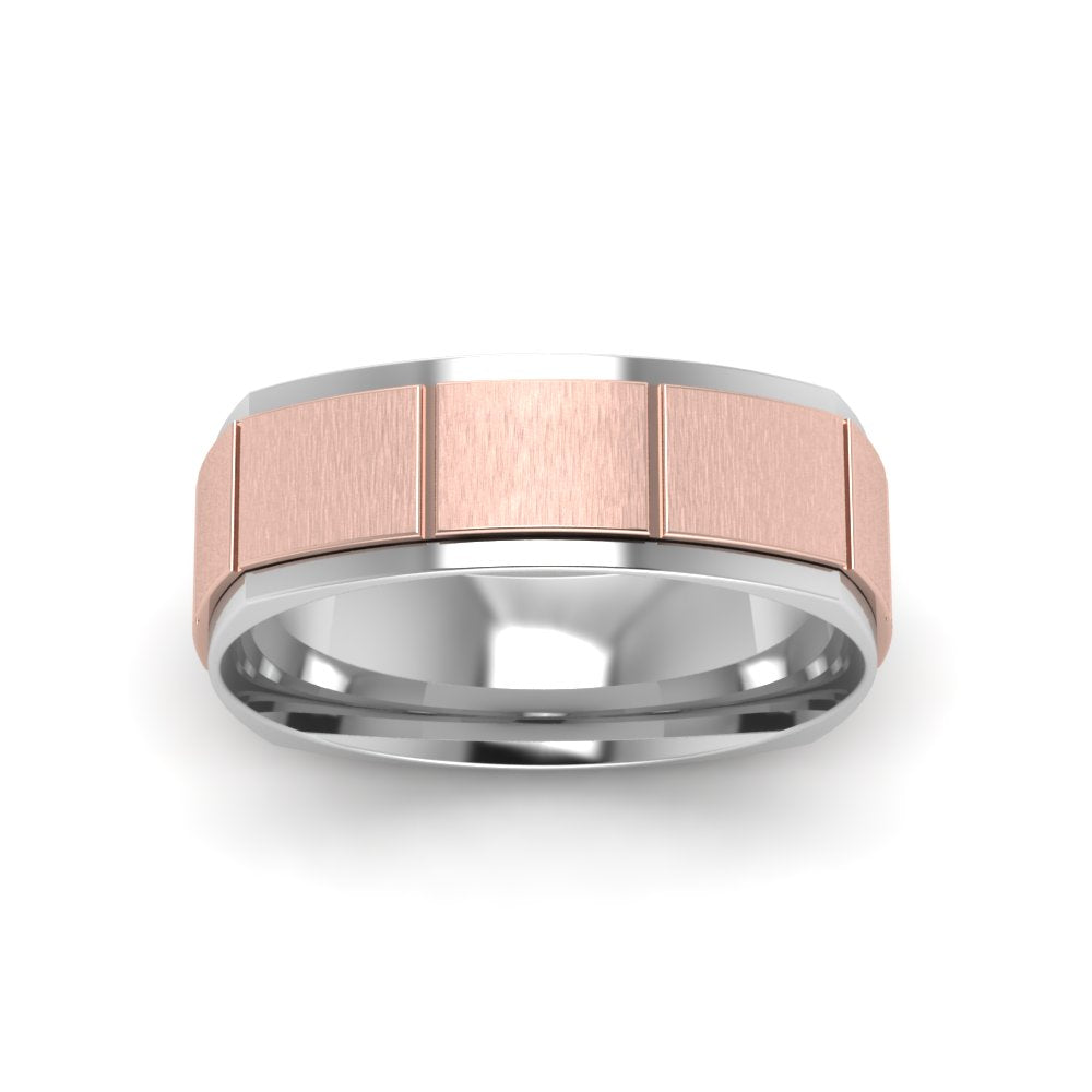 2 Tone Gold Texture Square Band Ring Fascinating Diamonds