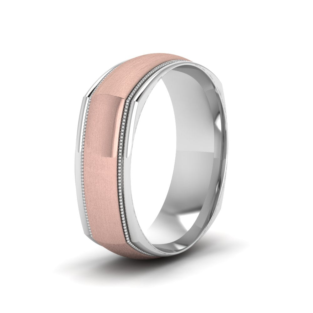 Two Tone Milgrain Square Mens Band Ring Fascinating Diamonds