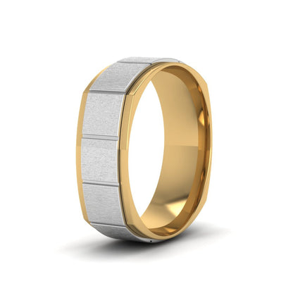 2 Tone Gold Texture Square Band Ring Fascinating Diamonds