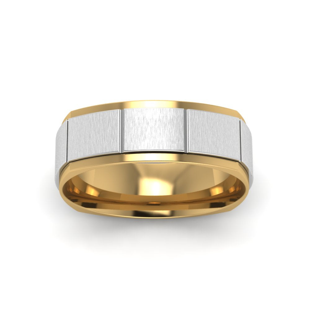 2 Tone Gold Texture Square Band Ring Fascinating Diamonds