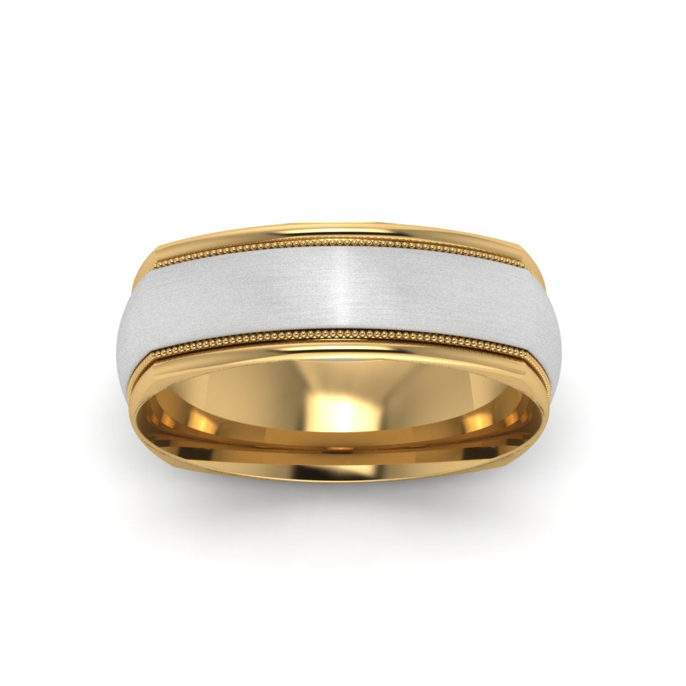 Two Tone Milgrain Square Mens Band Ring Fascinating Diamonds