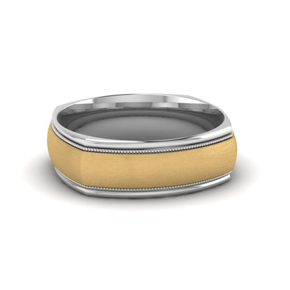 Two Tone Milgrain Square Mens Band Ring Fascinating Diamonds