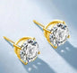14K Gold Round Cubic zirconia Stud Earrings.  635E14K